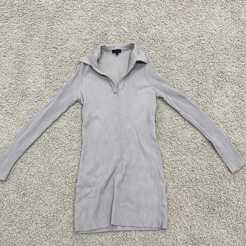 Knit collared mini dress.